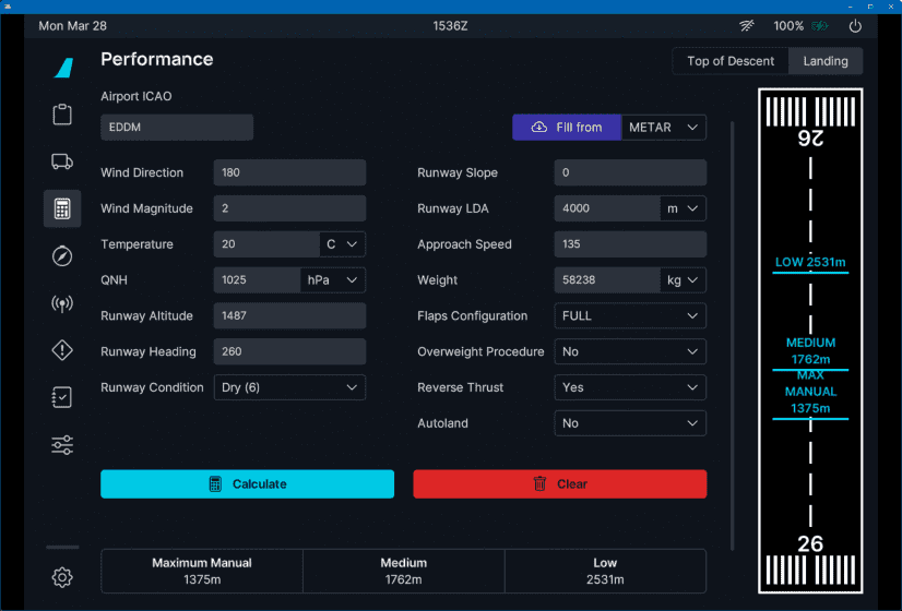 flyPad Performance Calculator Landing